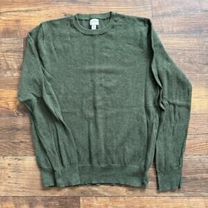 J.Crew Cotton Piqué Stitch Crewneck Sweater Mens Large Green Pullover Preppy